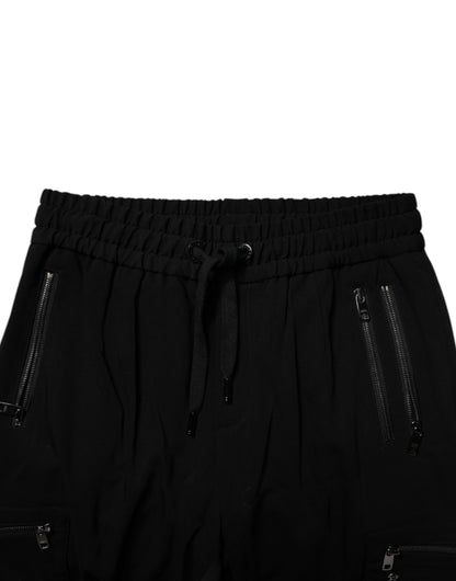 Black Wool Stretch Jogger Pants