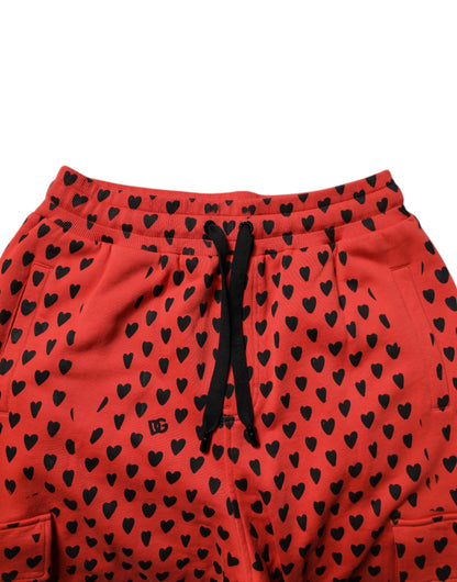Red Hearts Cargo Jogger Men Sweatpants Pants
