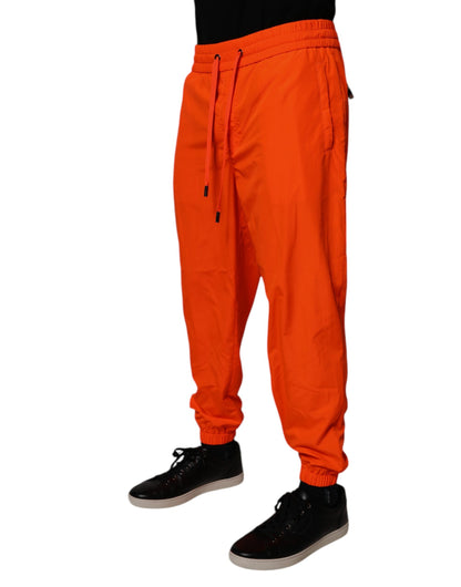 Orange Polyester Men Jogger Sweatpants Pants
