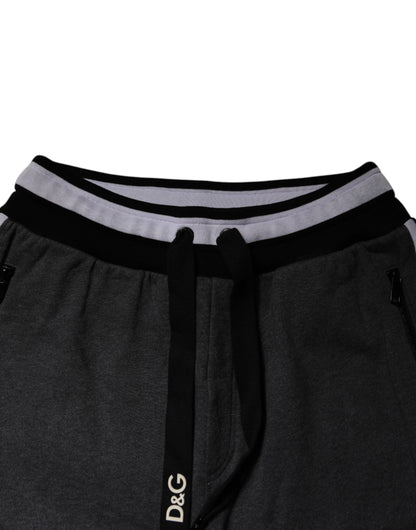 Black Gray Cotton Layered Men Sweatpants Pants