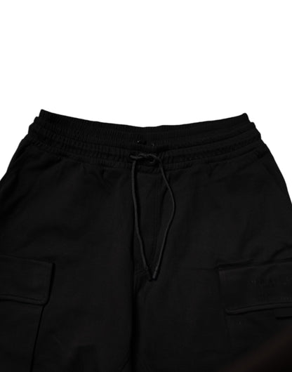 Black Cotton Men Cargo Jogger Sweatpants Pants