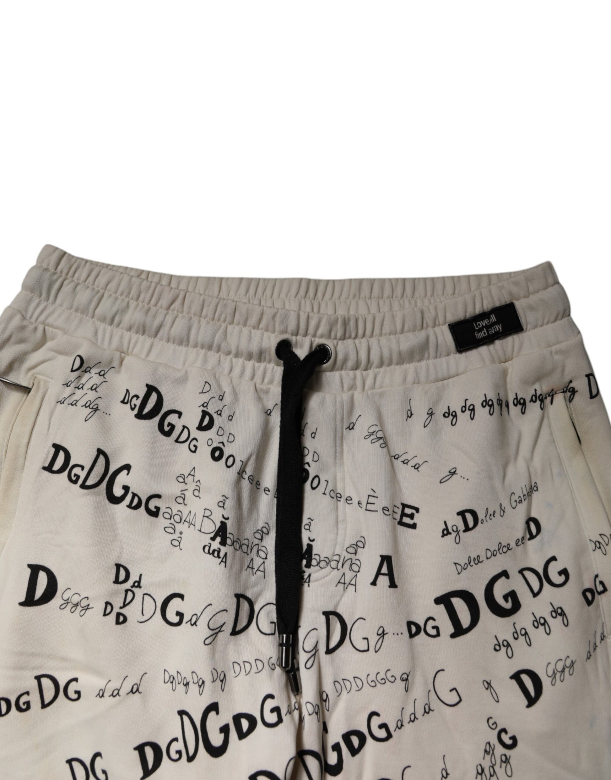 White Logo Print Men Skinny Sweatpants Pants