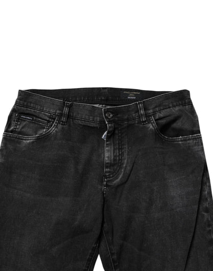 Black Cotton Stretch Men Skinny Denim Jeans