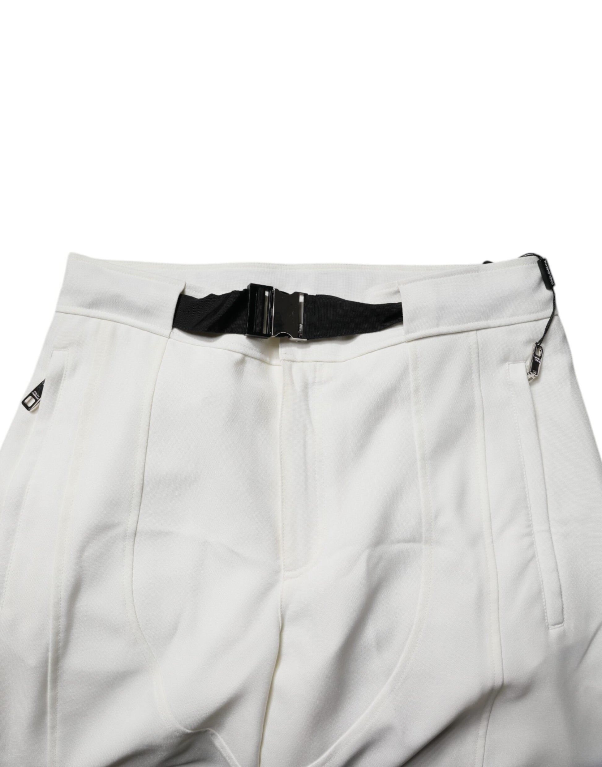 White Mid Waist Wide Leg Pants