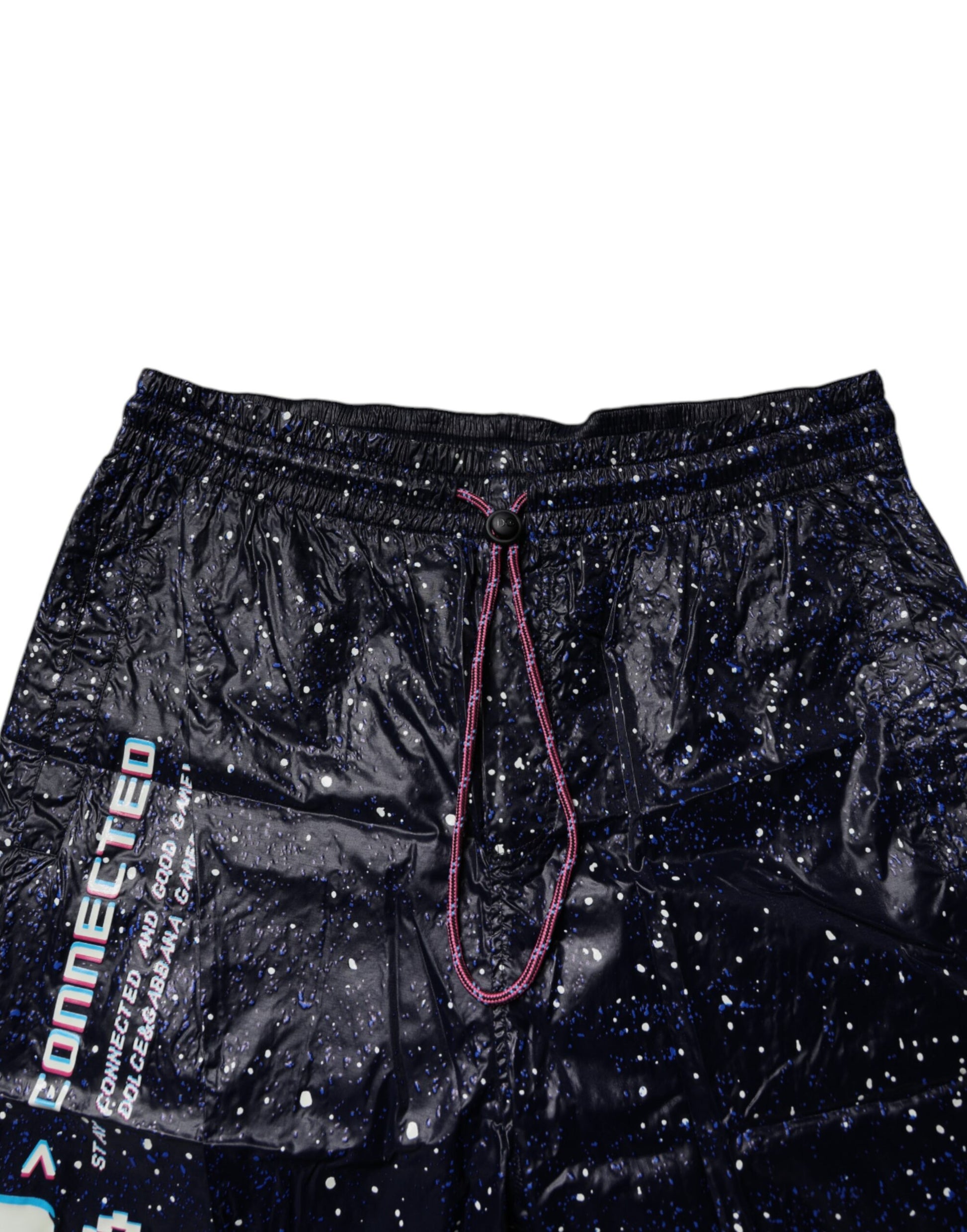 Dark Blue DG Game Print Cotton Jogger Pants