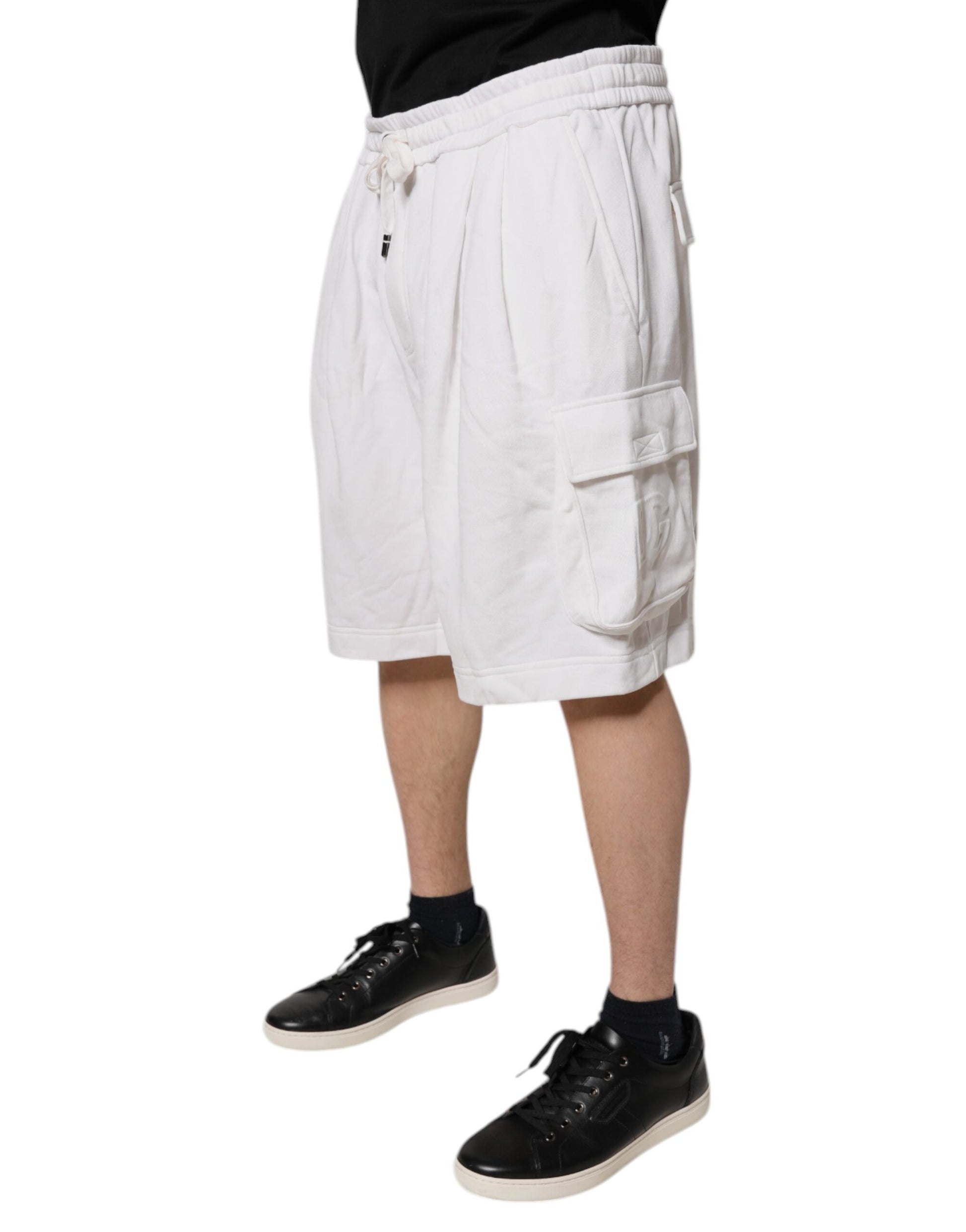 White Cotton Cargo Bermuda Sweatshorts Shorts