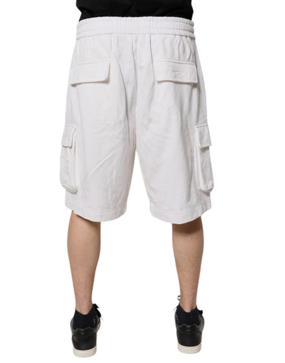 White Cotton Cargo Bermuda Sweatshorts Shorts