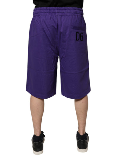 Purple Cotton Men Bermuda Sweatshorts Shorts