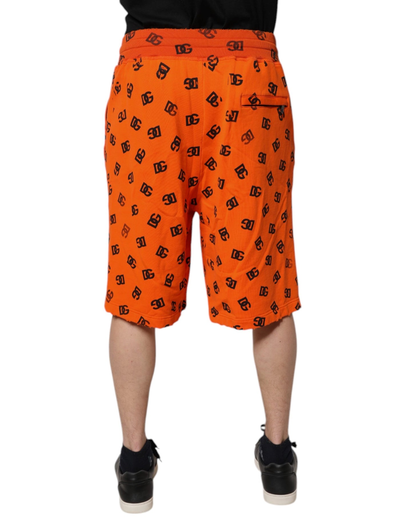 Orange Logo Monogram Cotton Bermuda Shorts