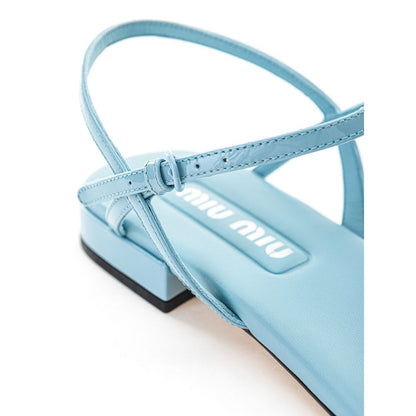 Blue Patent Leather Flip-Flop Sandals