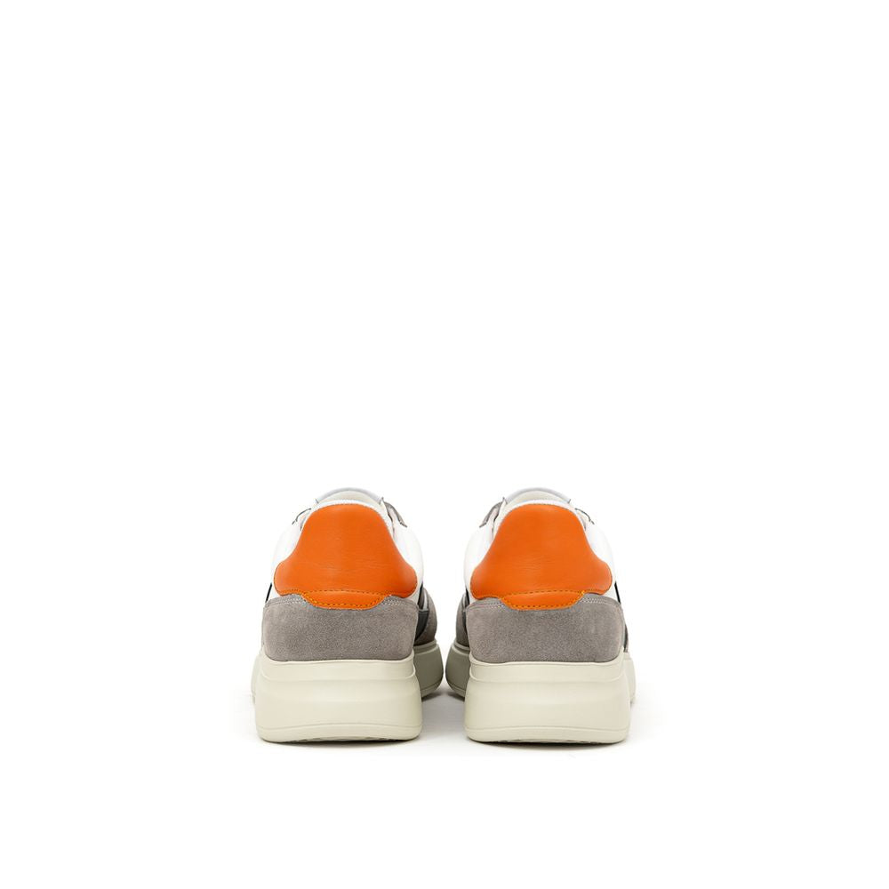Bicolor Fabric And Leather Athletic Sneakers