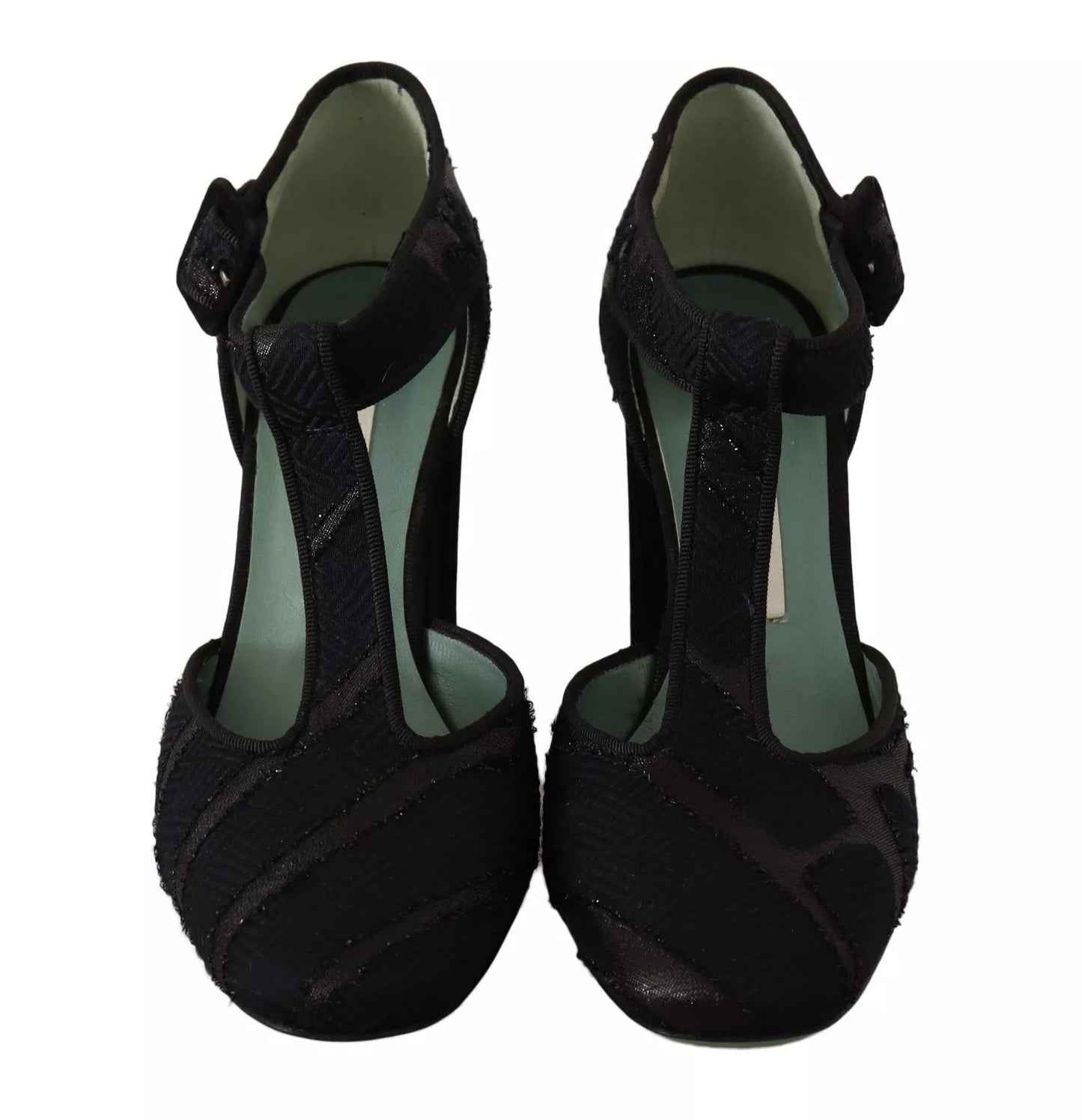 Black Suede Leather Block Heels Sandals Shoes