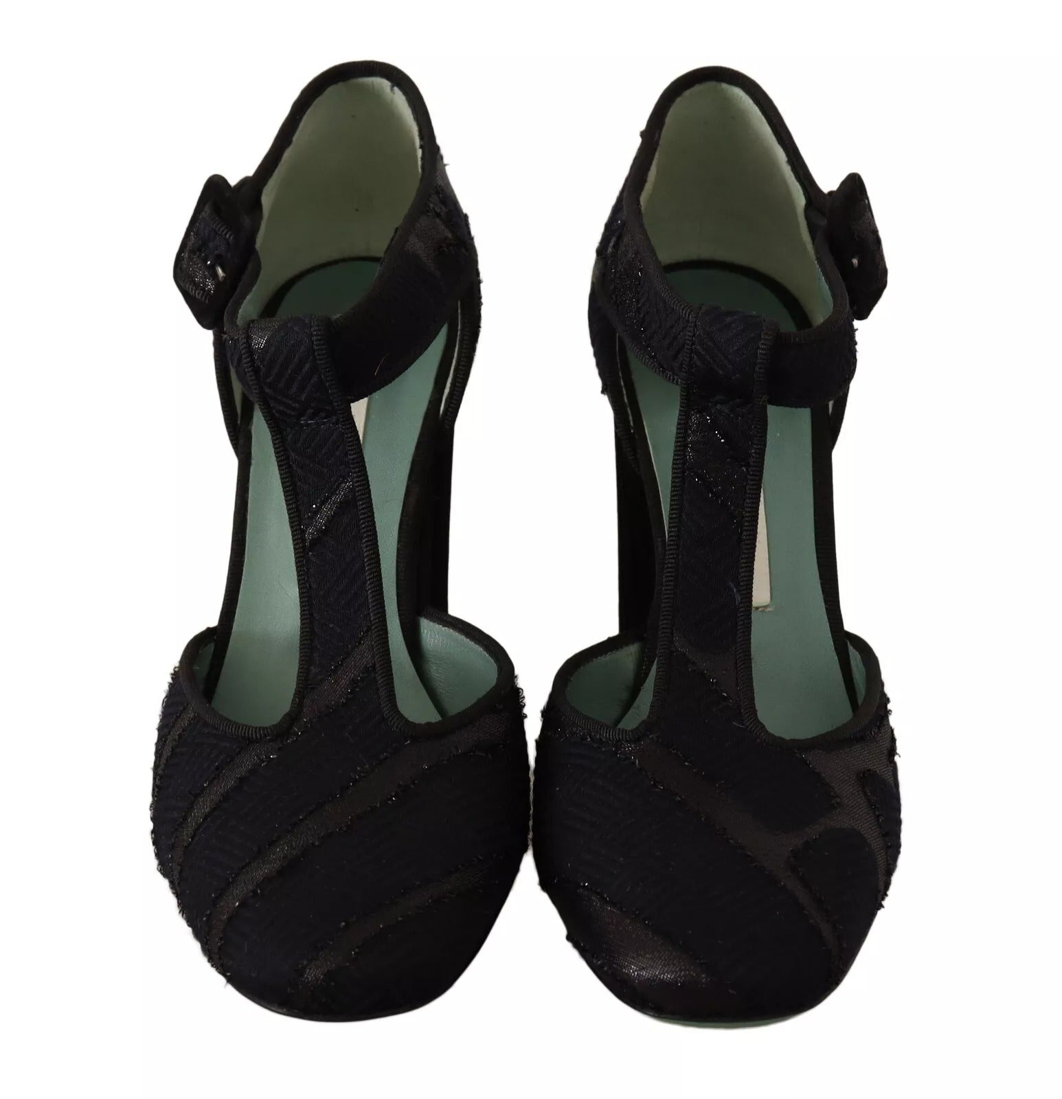 Black Suede Leather Block Heels Sandals Shoes