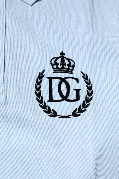 Sky Blue Cotton Crown Collared Polo T-shirt