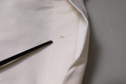 White Wool Mid Waist Wide Leg Pants