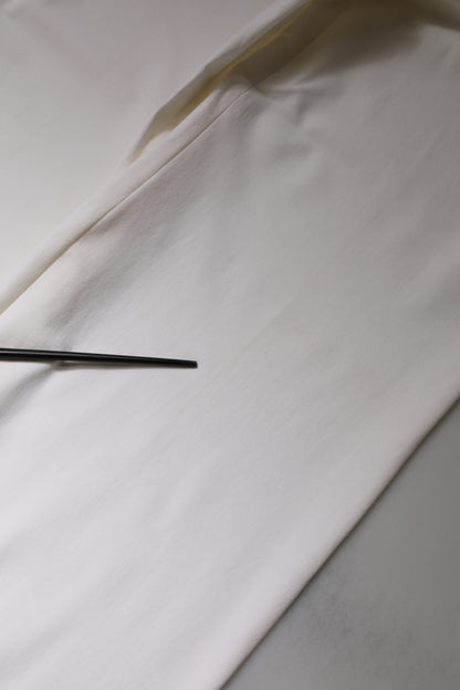 White Wool Mid Waist Wide Leg Pants