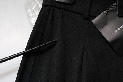 Black Nylon High Waist Slim Fit Pants