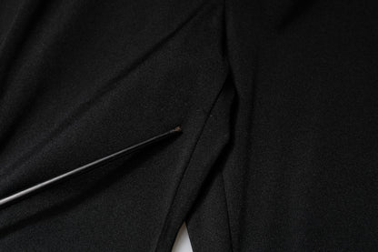 Black Nylon High Waist Slim Fit Pants