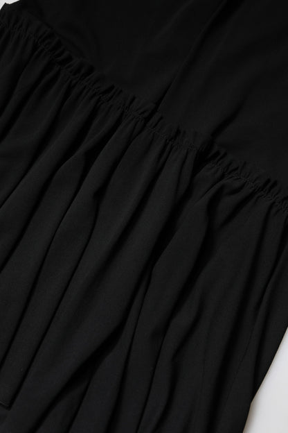 Black Mermaid Cut High Waist Midi Skirt