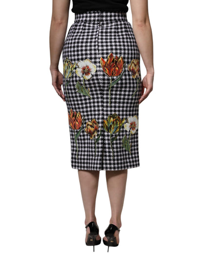 Multicolor Floral Print High Waist Pencil Cut Skirt