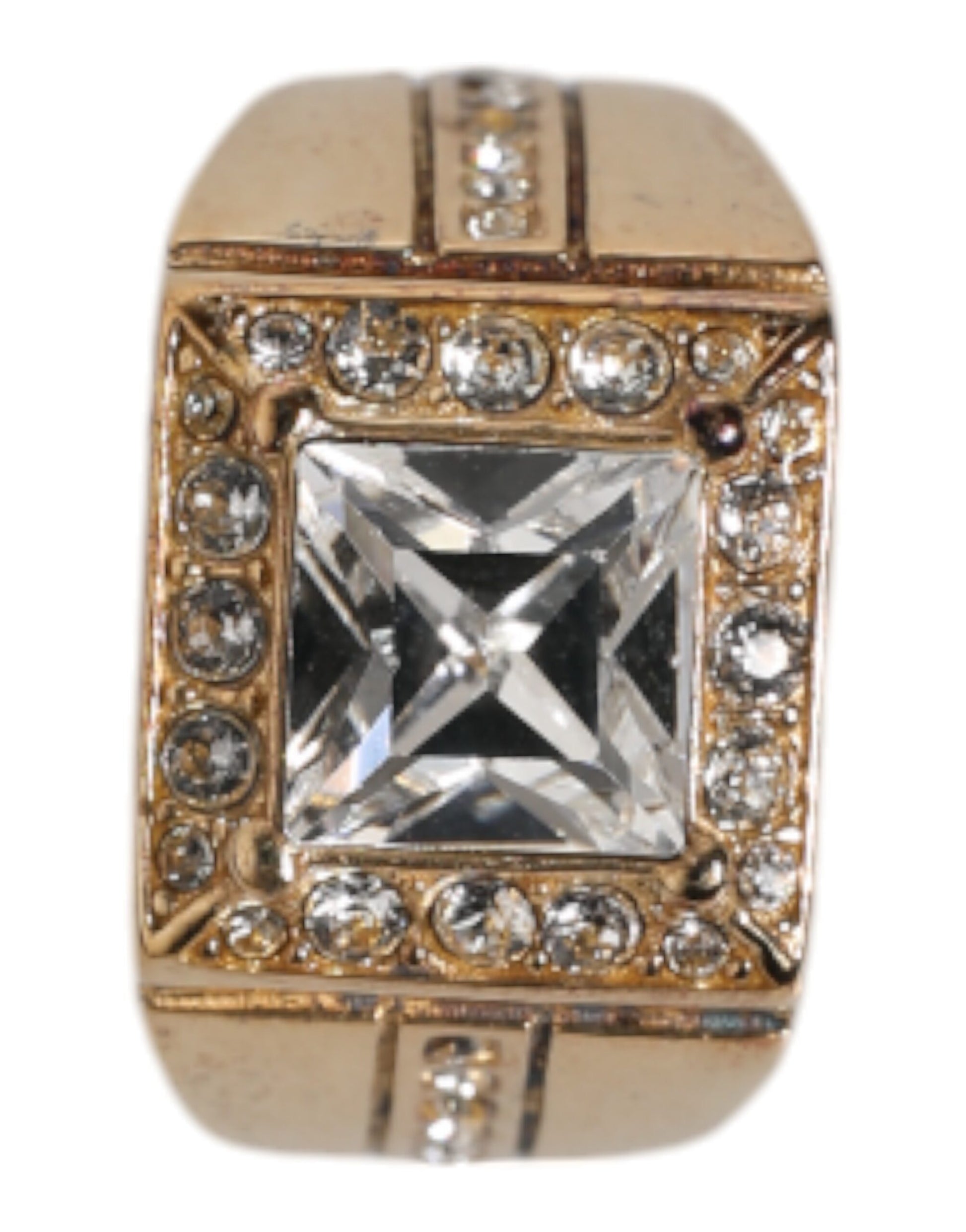 Gold Tone Sterling Silver 925 Crystals Ring