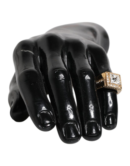 Gold Tone Sterling Silver 925 Crystals Ring