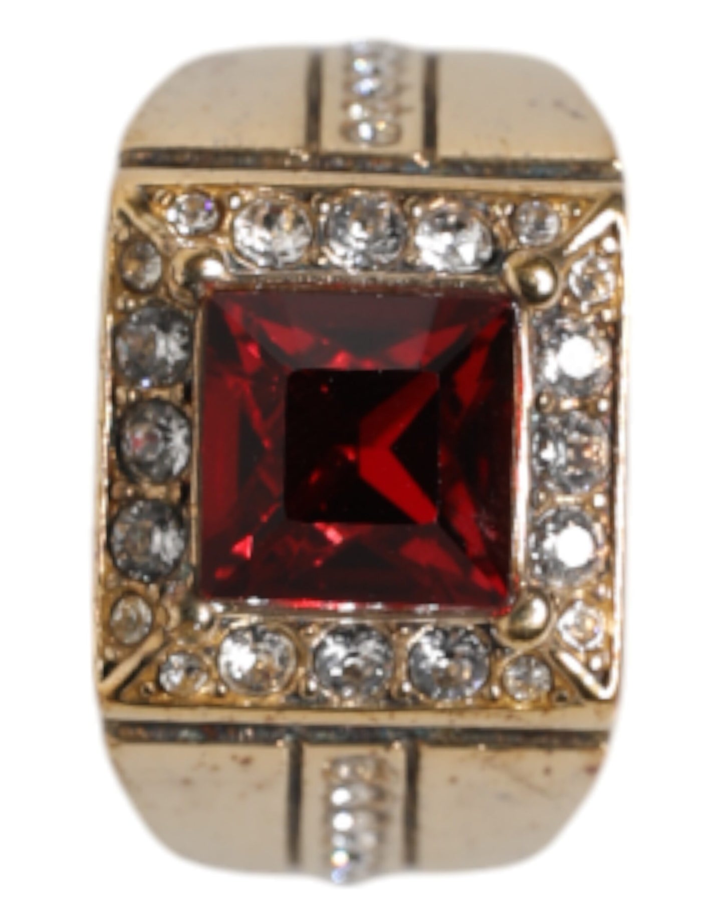 Gold Tone Sterling Silver 925 Crystals Ring