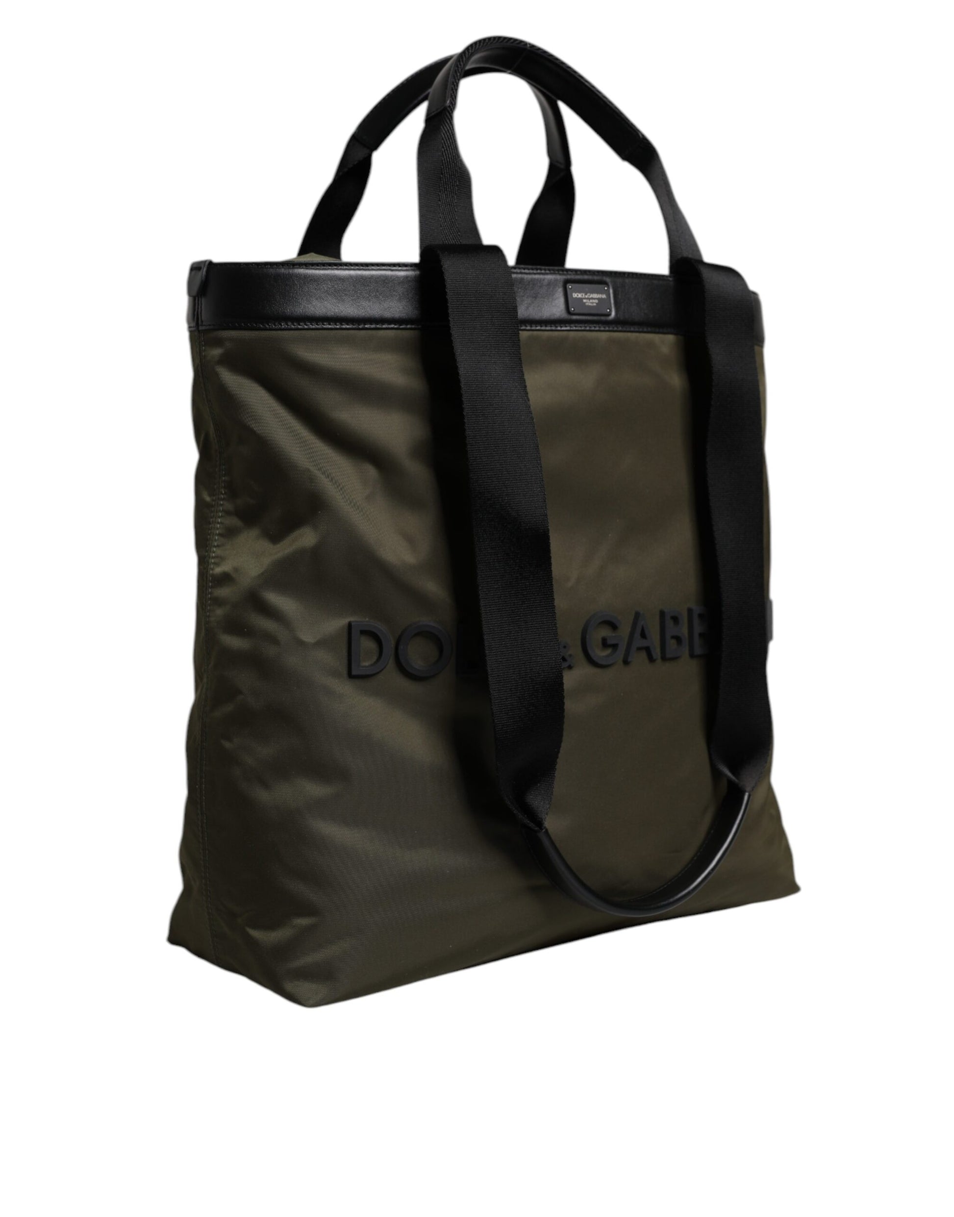 Military Green Nylon Shoulder Strap Tote Bag