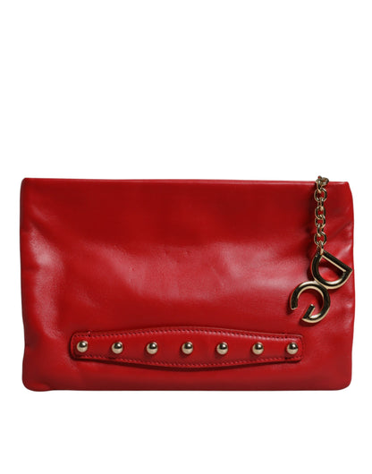 Red Revolutions Embellished Leather Clutch Bag