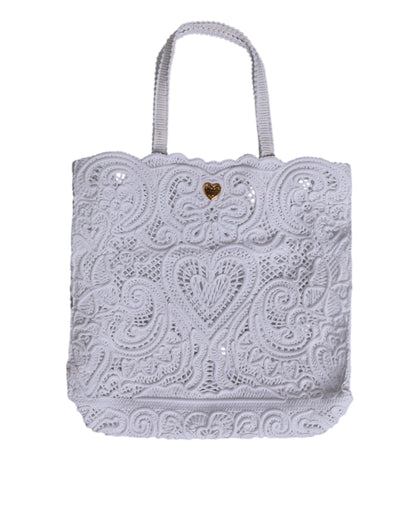 White Cordonetto Lace Beatrice Tote Shopping Bag