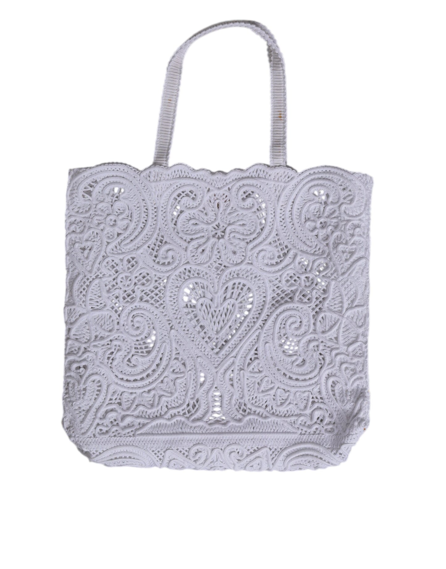 White Cordonetto Lace Beatrice Tote Shopping Bag