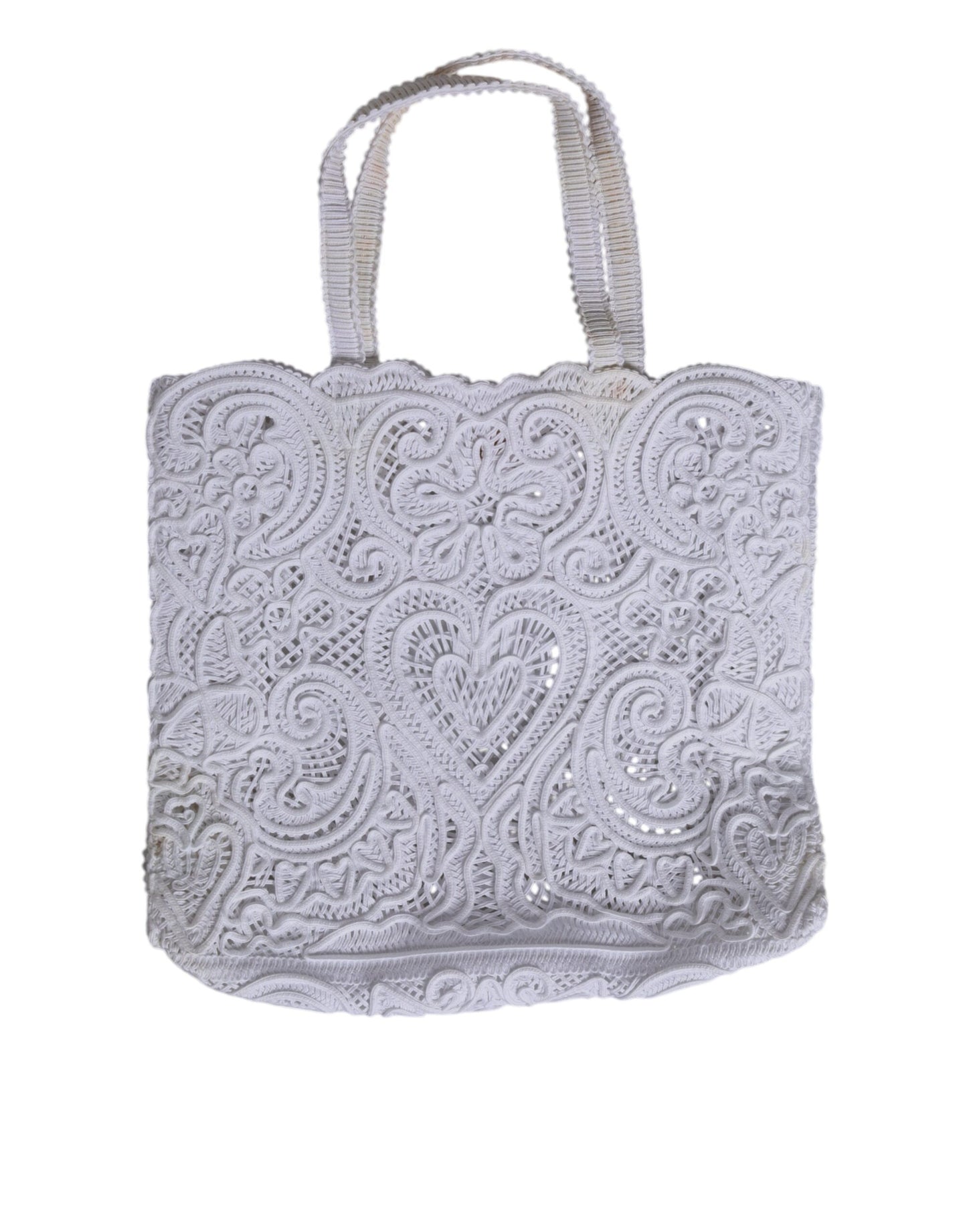 White Cordonetto Lace Beatrice Tote Shopping Bag