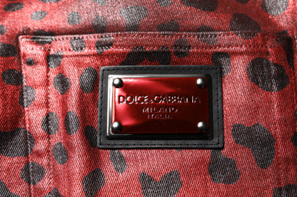 Red Leopard Cotton Straight Men Denim Jeans