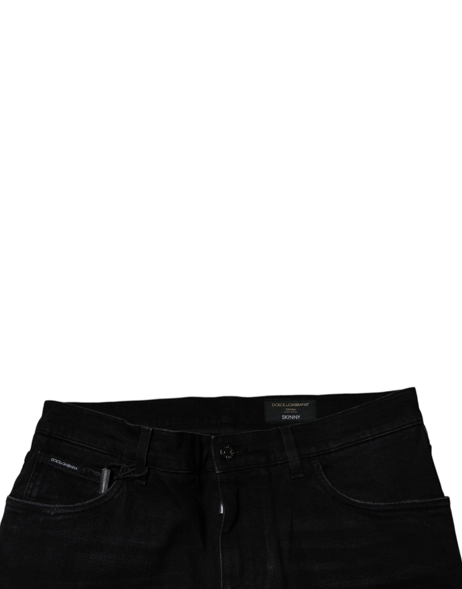Black Ripped Cotton Skinny Men Denim Jeans