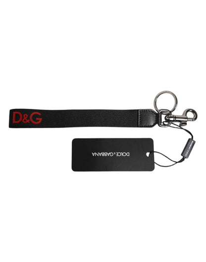 Black Logo Nylon Silver Brass Men Holder Keychain Keyring