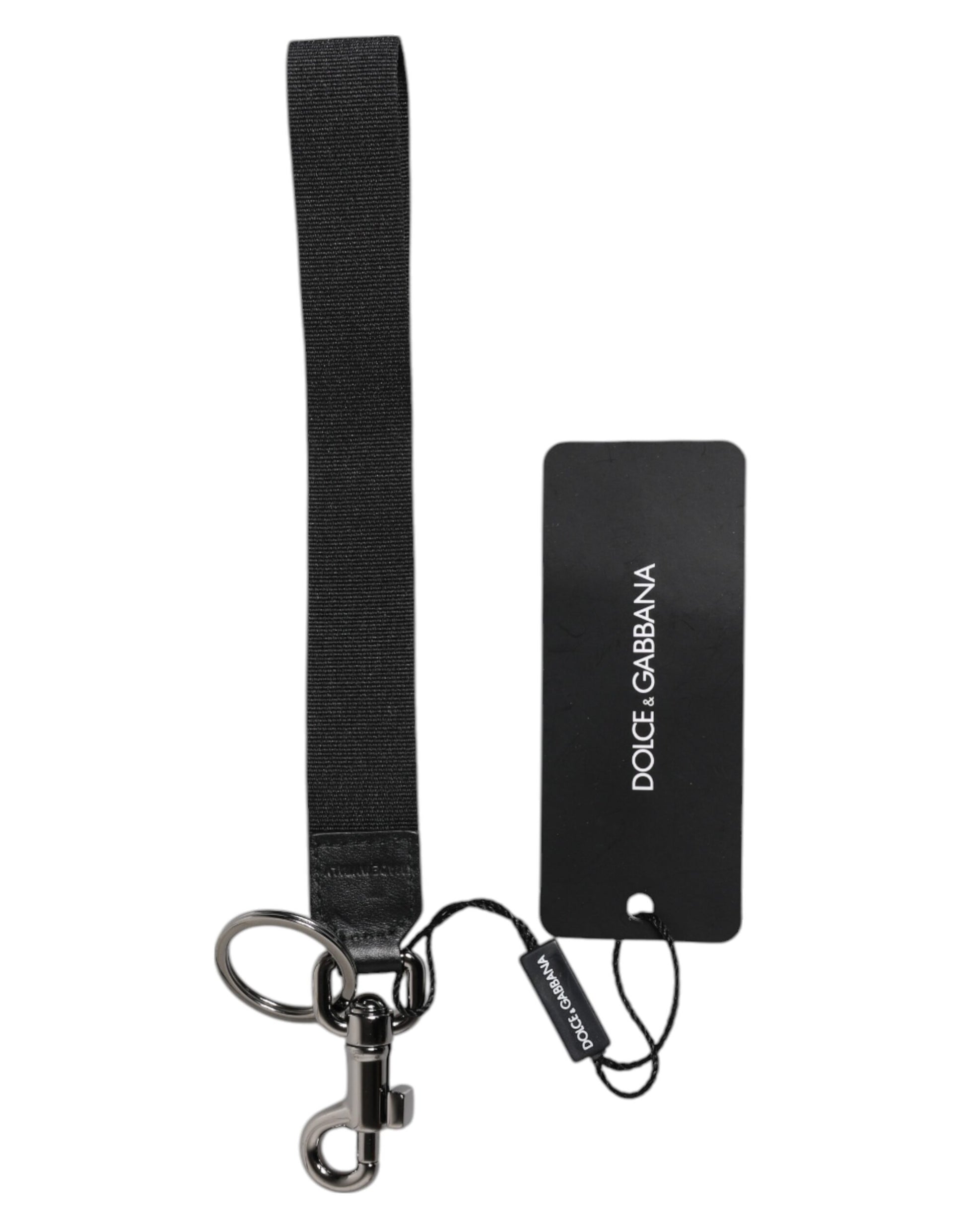 Black Logo Nylon Silver Brass Men Holder Keychain Keyring