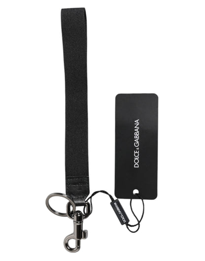 Black Logo Nylon Silver Brass Men Holder Keychain Keyring
