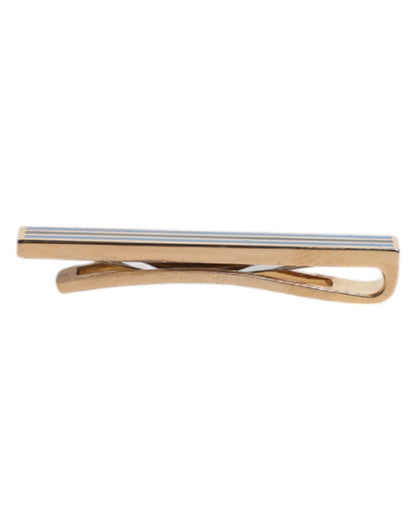 Gold Tone Brass Logo Branded Tie Clip Bar