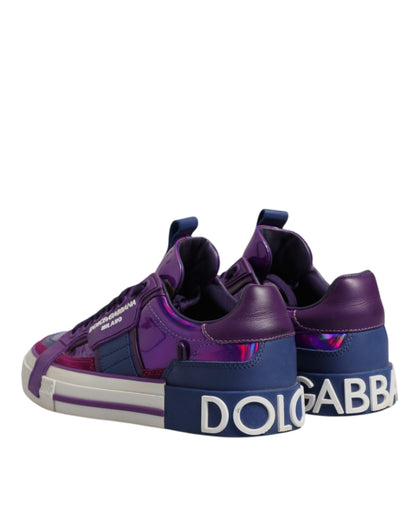Purple Leather DG Logo Low Top Sneakers Shoes