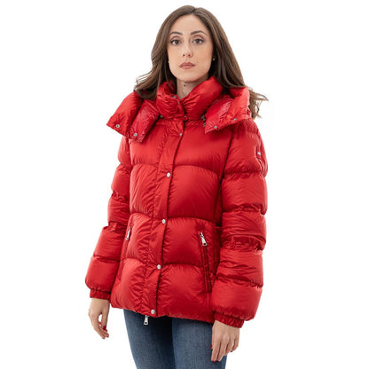 Red Polyamide Full-Length Jacket