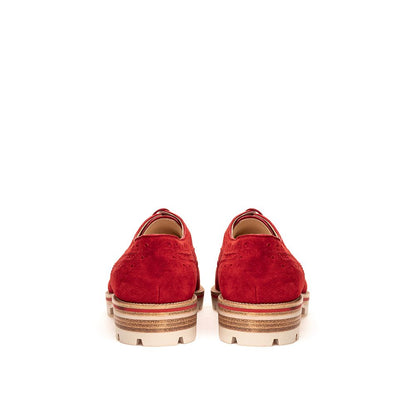 Red Suede Leather Oxfords And Derbies