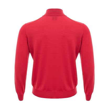 Elegant Crimson Wool T-Shirt for Men