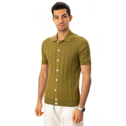 Elegant Green Cotton T-Shirt for Men