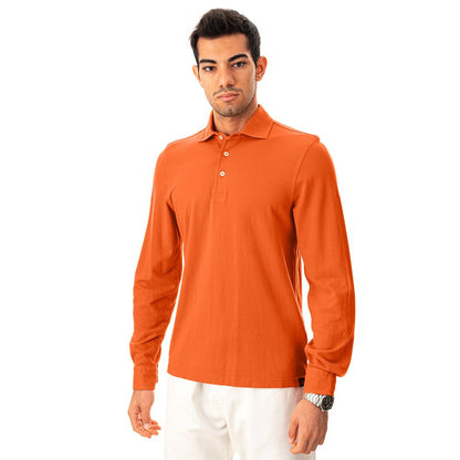 Elegant Orange Cotton Polo for Men