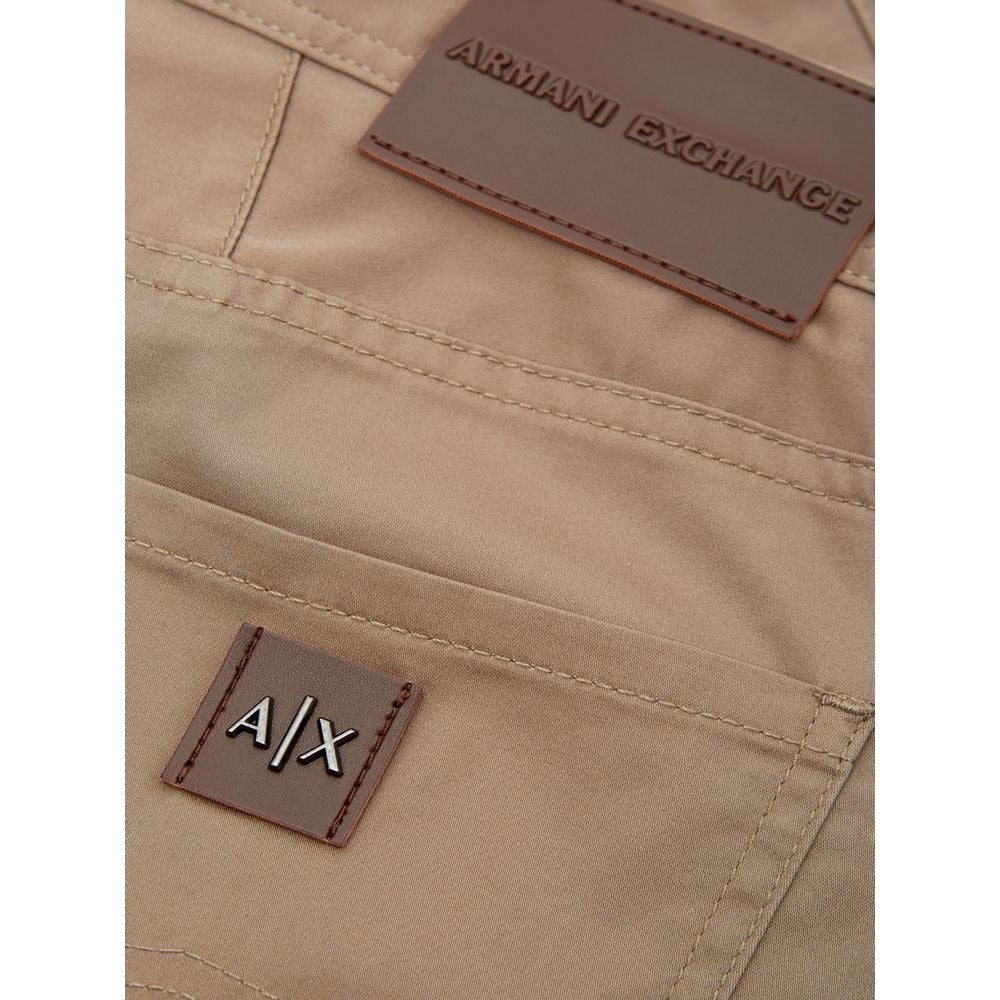 Brown Cotton Casual Pants