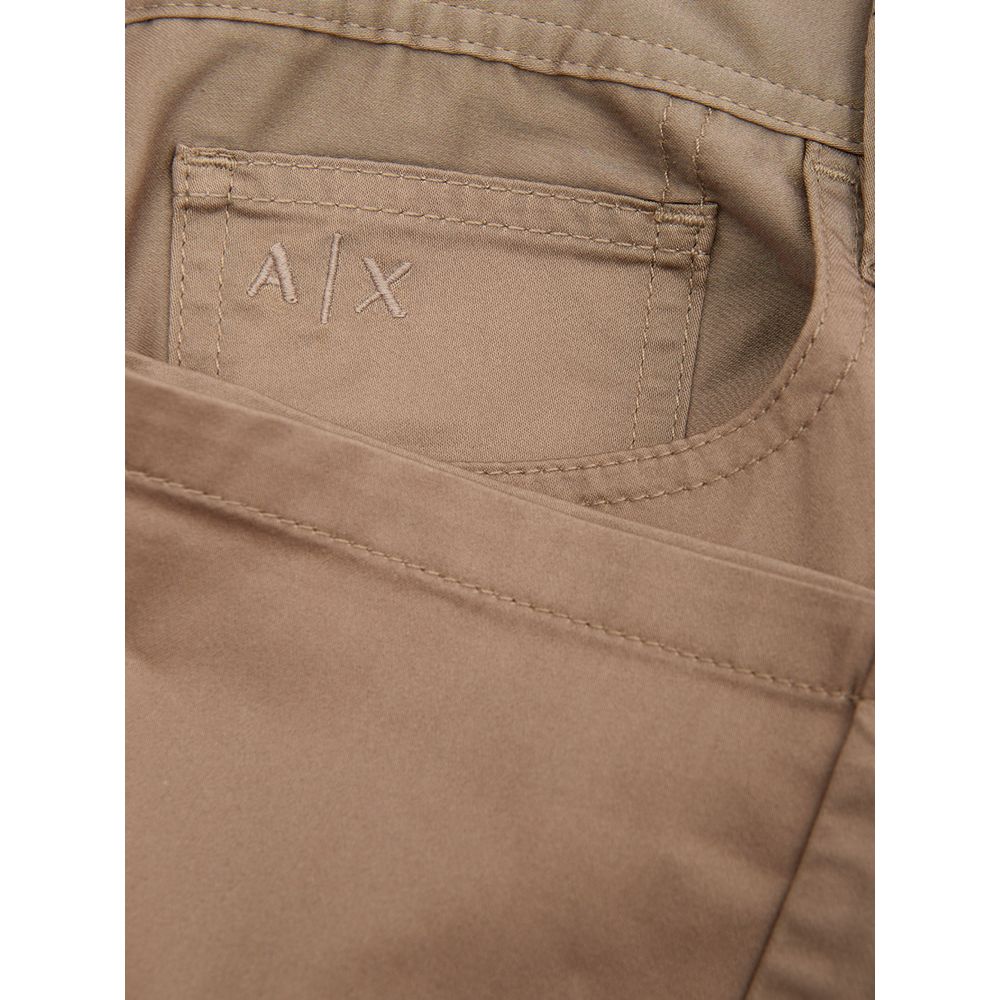 Brown Cotton Casual Pants