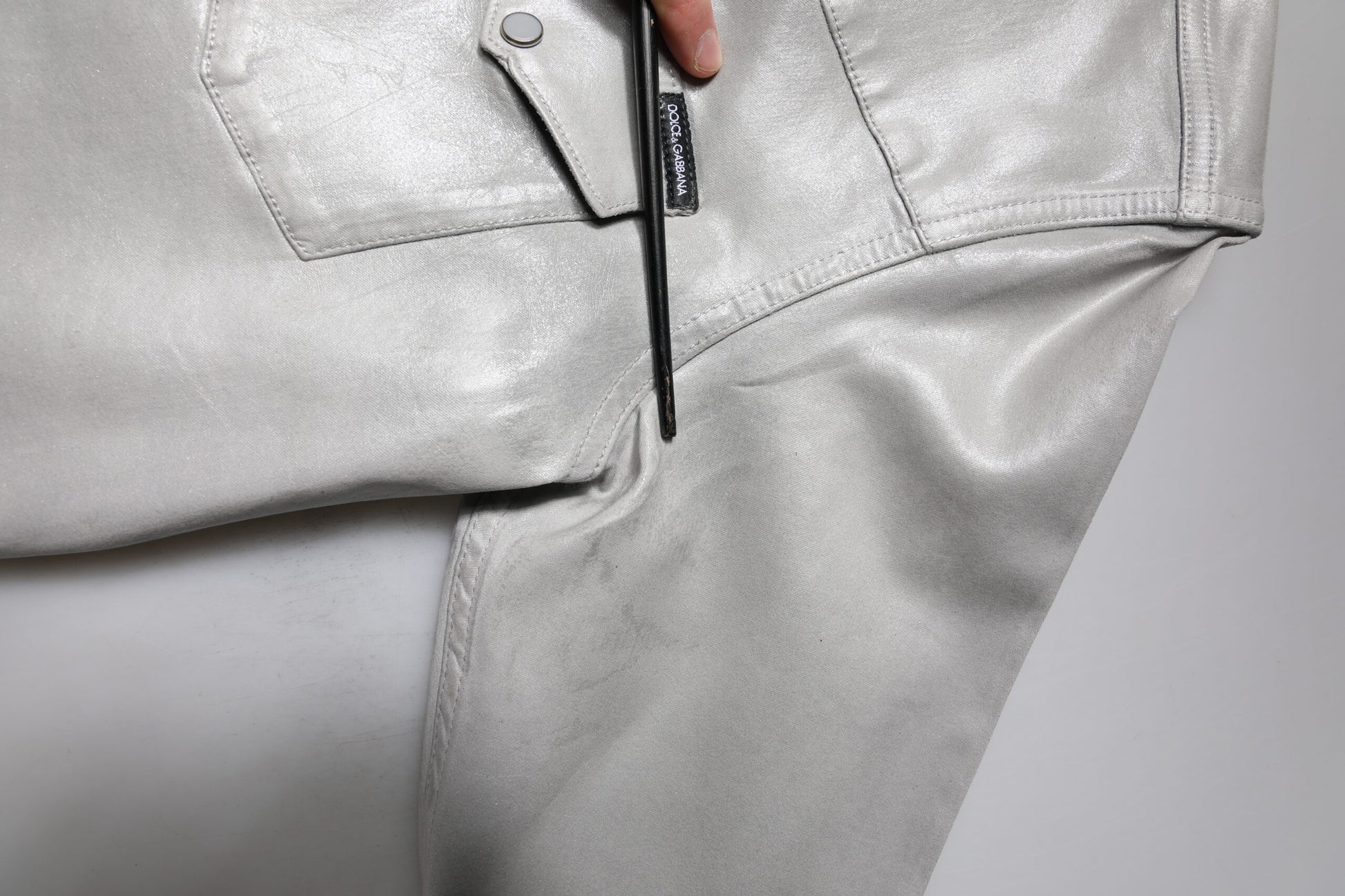 Metallic Gray Cotton Button Down Shirt