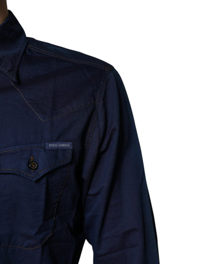 Dark Blue Cotton GOLD Dress Formal Shirt