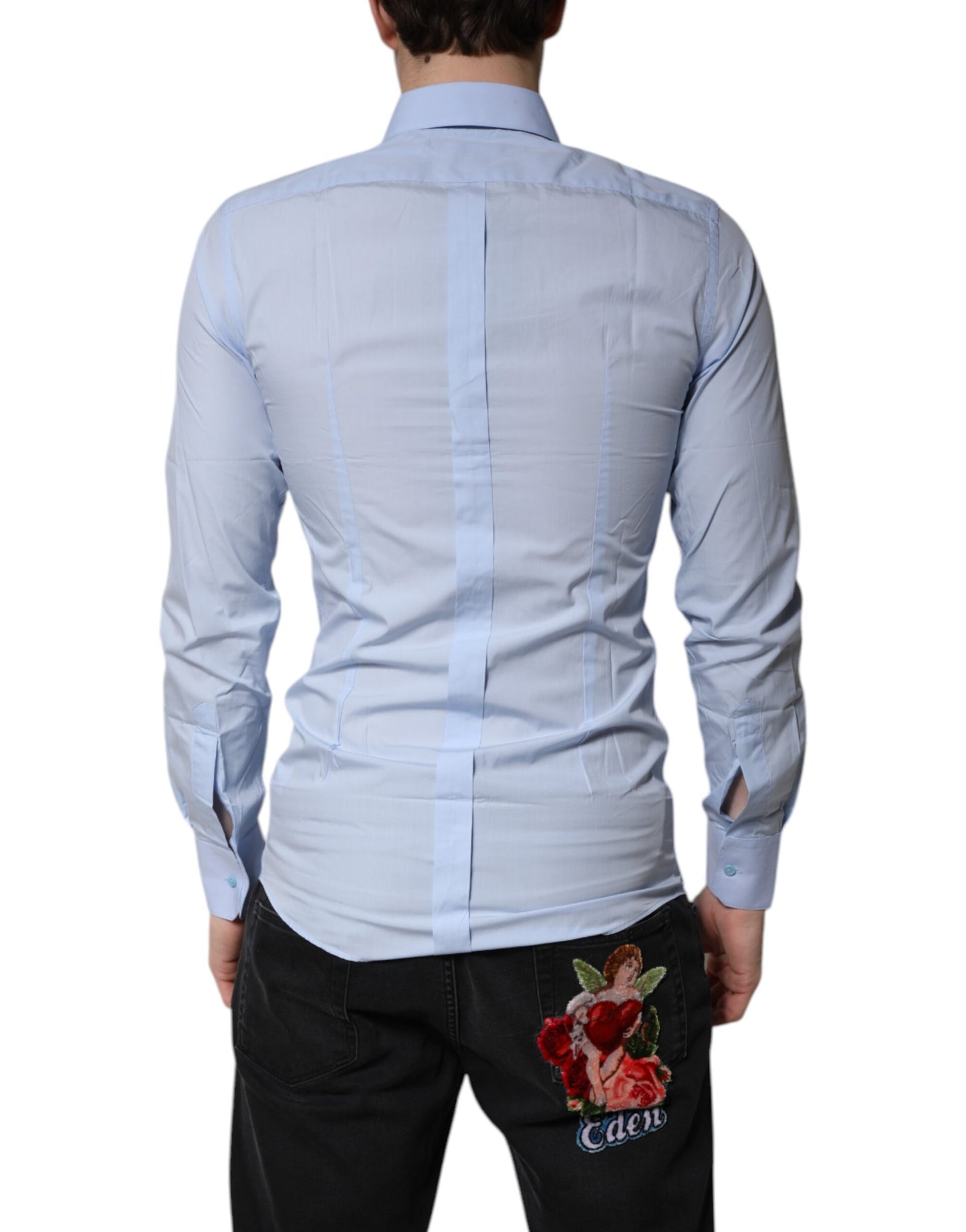 Light Blue Cotton GOLD Dress Formal Shirt