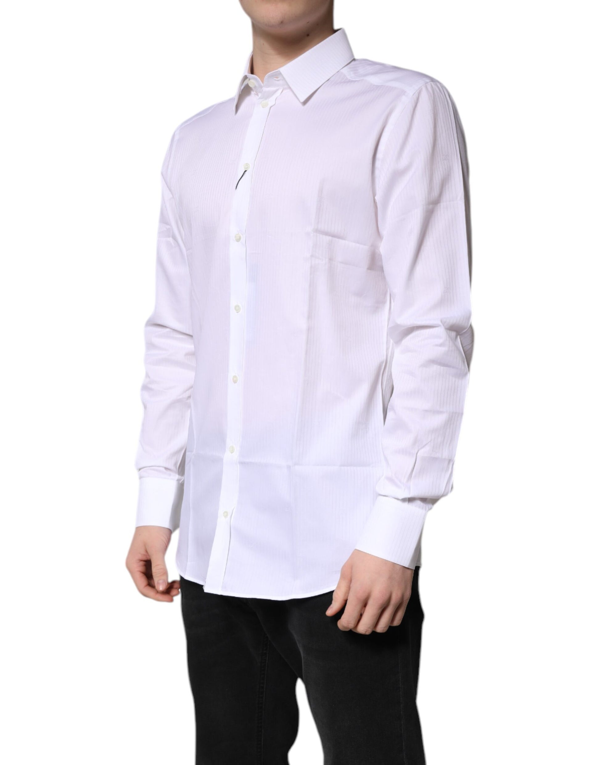 White Cotton Collared GOLD Dress Formal Shirt